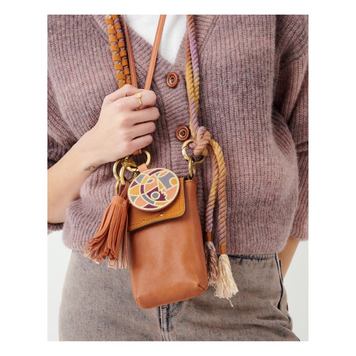 Evalio Leather Cell Phone Bag | Camel- Product image n°3