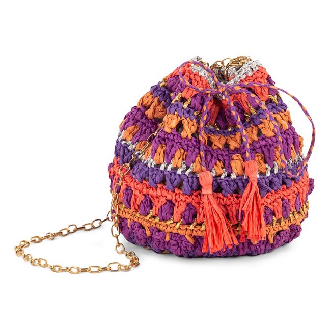Bolso de rafia colorido Sabinight Bucket | Violeta