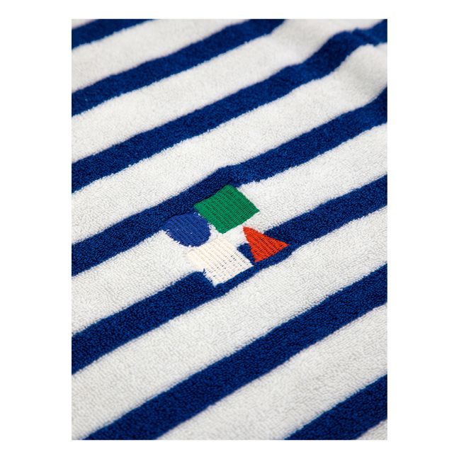 Striped Organic Cotton Terry Romper | Blu marino
