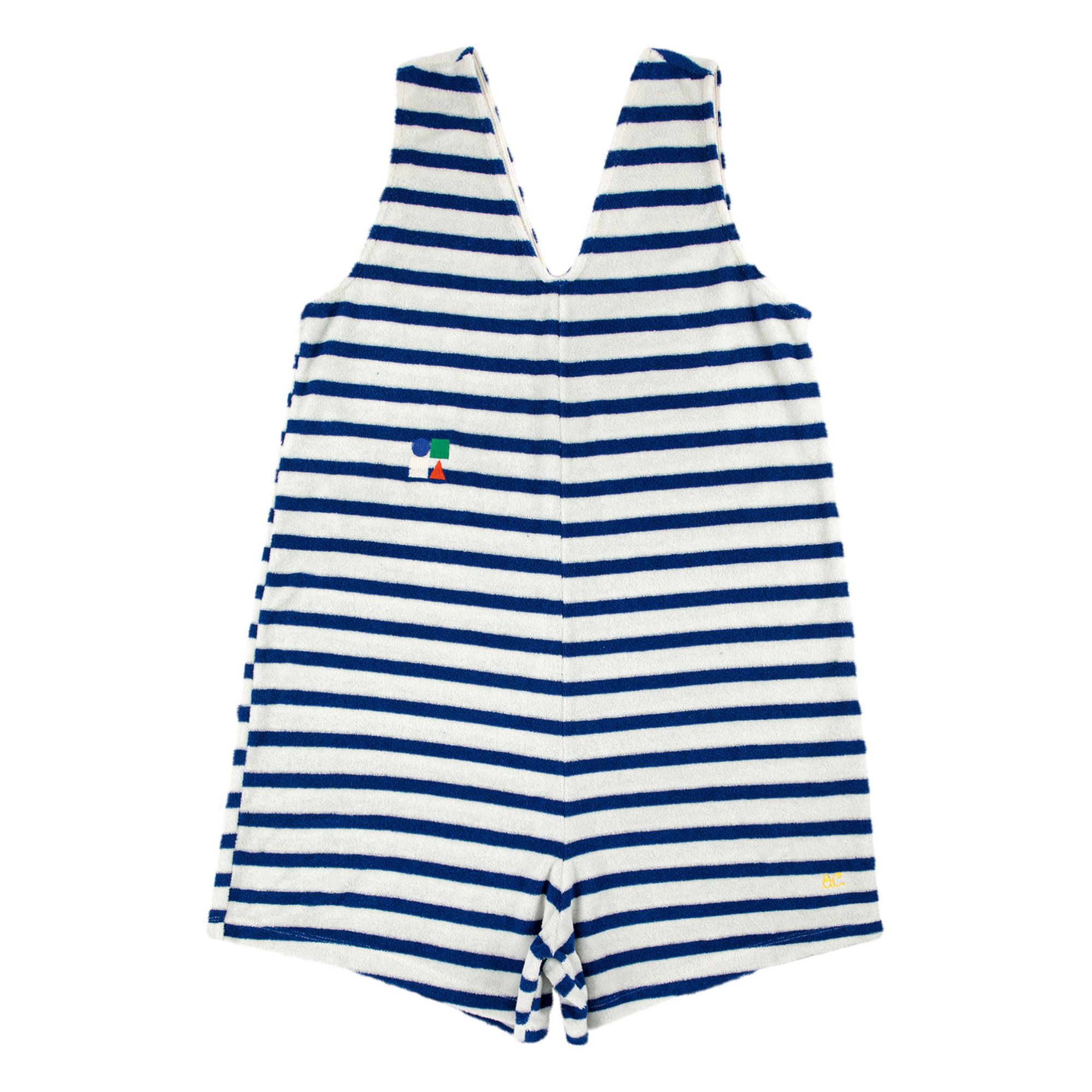 Bobo Choses - Combishort Eponge Coton Bio Rayée - Navy blue | Smallable