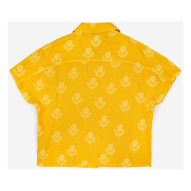Lyocell & Linen Flower Print Blouse | Yellow