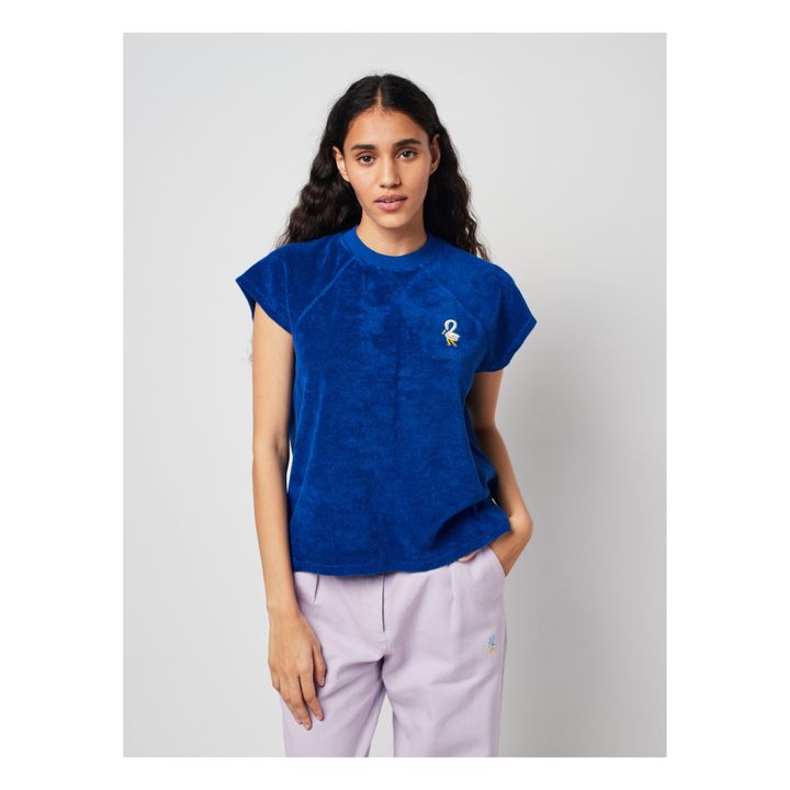 Camiseta tejido toalla de algodón ecológico Pelican | Azul- Imagen del producto n°4