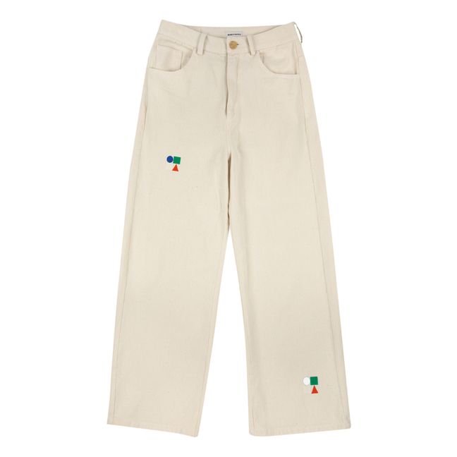 Bestickte Denim-Hose | Seidenfarben