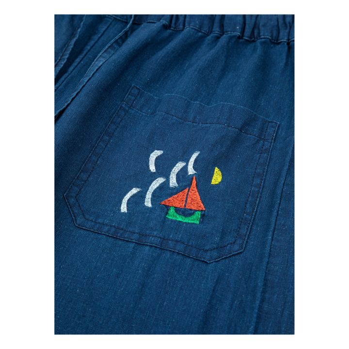 Pantaloni in Cotone e Lino | Blu marino- Immagine del prodotto n°5