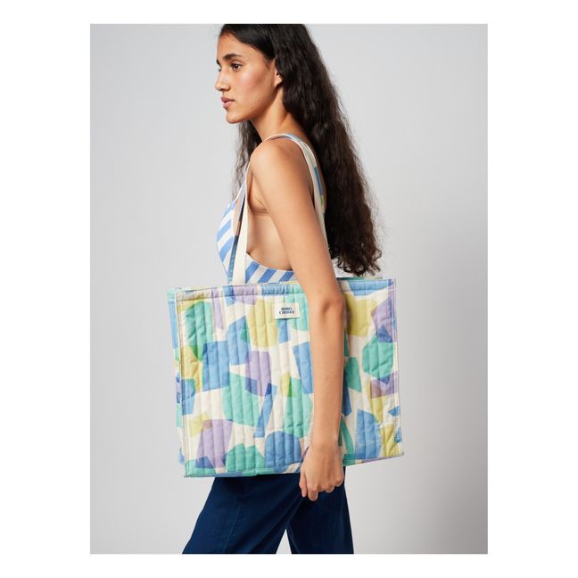 Bolsa estilo tote bag de algodón ecológico, con estampado colorido | Crudo