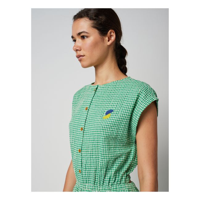 Cotton & Linen Gingham Jumpsuit | Verde