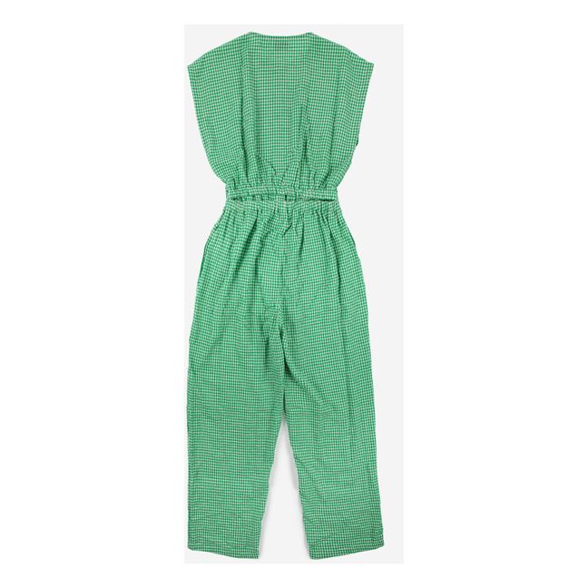Cotton & Linen Gingham Jumpsuit | Green