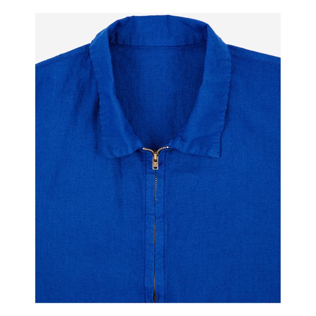 Tutina con cerniera in cotone e lino | Blu
