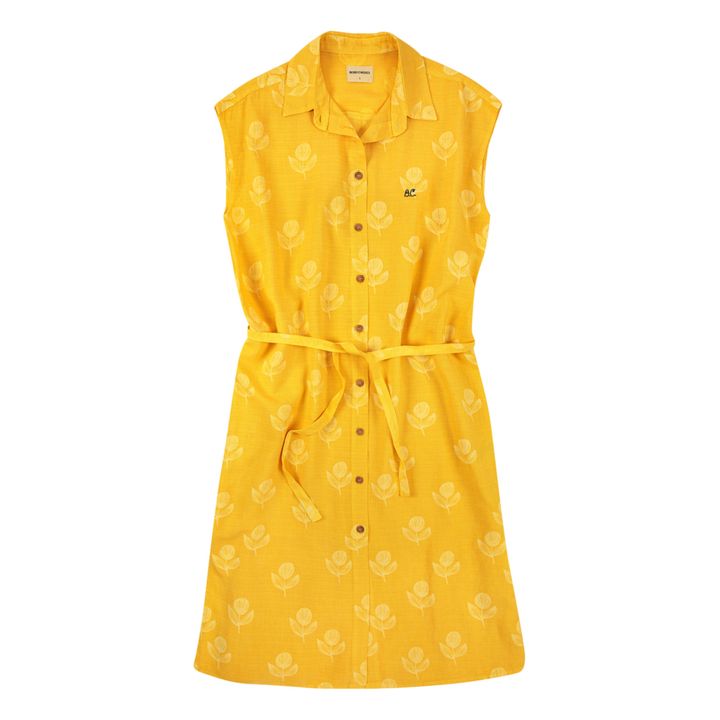 Lyocell & Linen Flower Print Dress | Giallo- Immagine del prodotto n°0