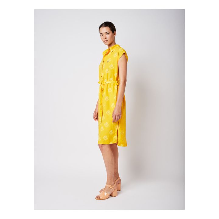 Lyocell & Linen Flower Print Dress | Giallo- Immagine del prodotto n°1