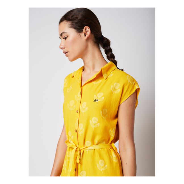 Vestido floral de lyocell y lino | Amarillo