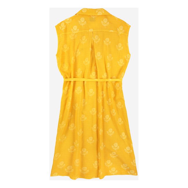 Vestido floral de lyocell y lino | Amarillo