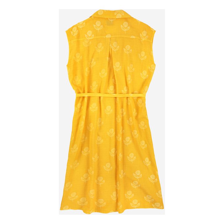 Lyocell & Linen Flower Print Dress | Giallo- Immagine del prodotto n°5
