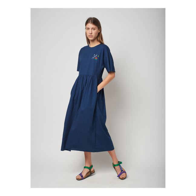 Cotton and Linen Dress | Blue