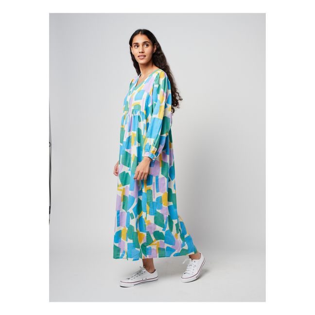 Vestido de algodón orgánico con estampado colorido | Crudo