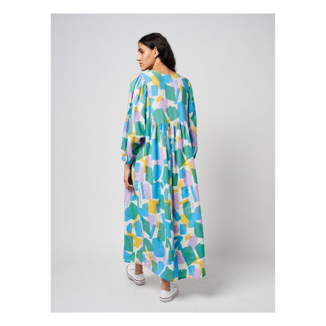 Vestido de algodón orgánico con estampado colorido | Crudo