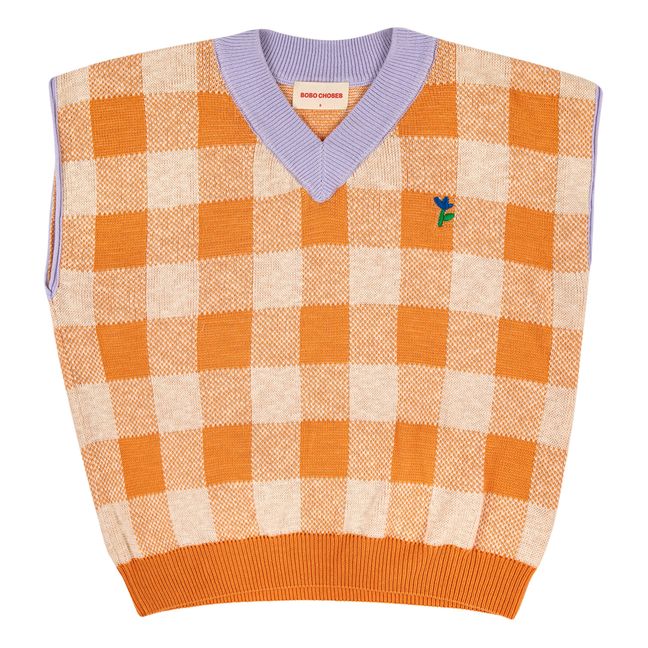 Maglione a maniche corte Vichy | Arancione