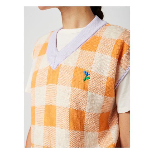 Maglione a maniche corte Vichy | Arancione