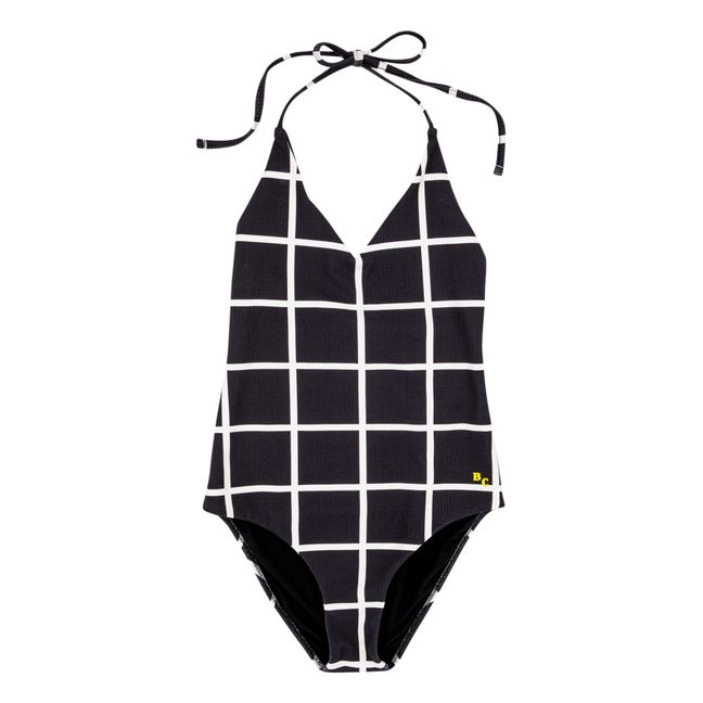 Checked One-Piece Swimsuit | Schwarz