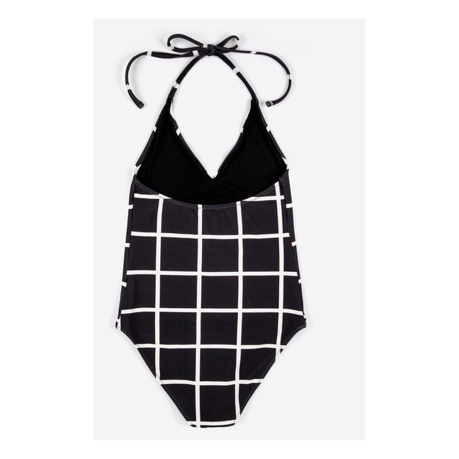Checked One-Piece Swimsuit | Black