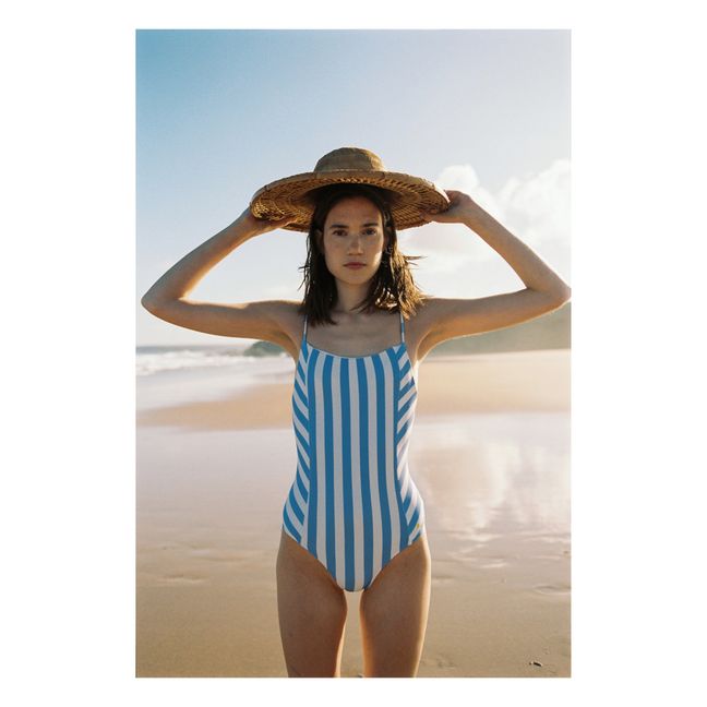 Striped One-Piece Swimsuit | Blau