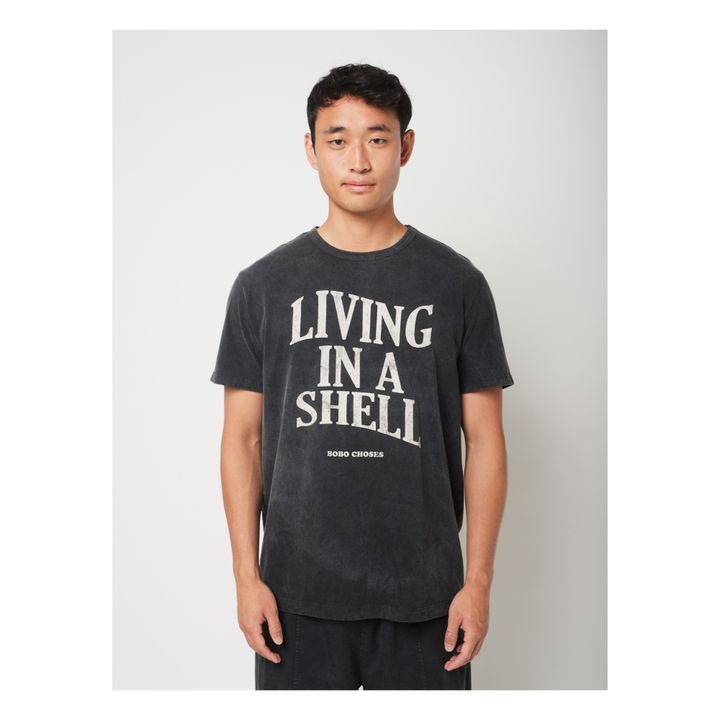 Living In A Shell Organic Cotton Oversize T-Shirt | Nero- Immagine del prodotto n°2