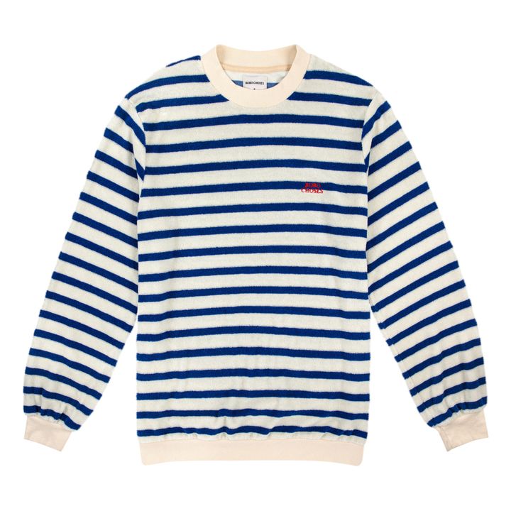 Striped Organic Cotton Terry Sweatshirt | Ecru- Product image n°0