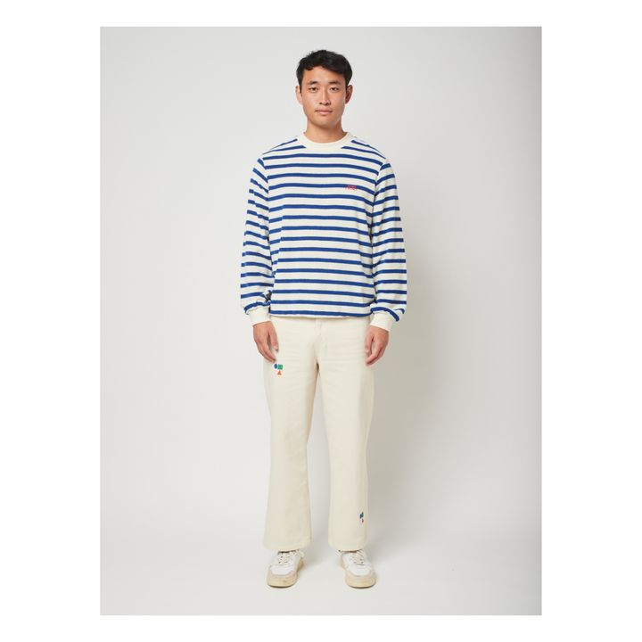 Striped Organic Cotton Terry Sweatshirt | Ecru- Product image n°4