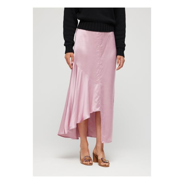Satin Asymmetric Skirt | Pink