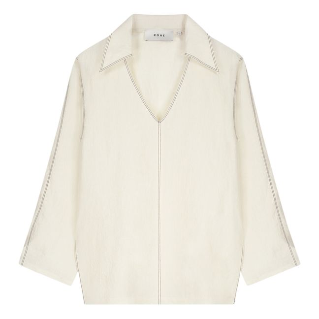 Top túnica de lino | Blanco Roto