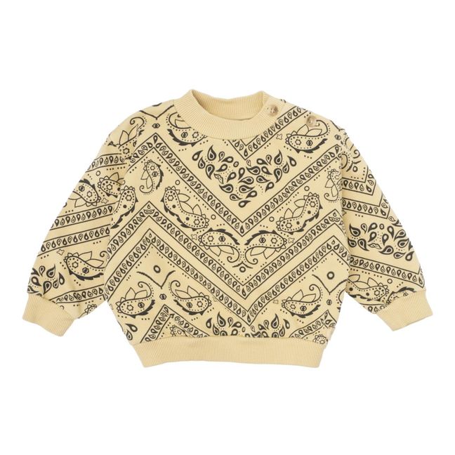 Baby-Sweatshirt Bio-Baumwolle mit Bandana-Aufdruck | Blasses Gelb