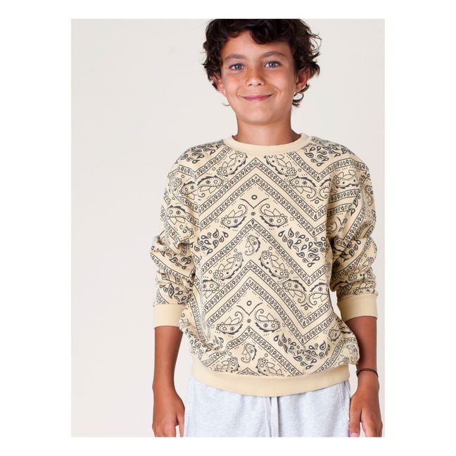 Sweatshirt Bio-Baumwolle mit Bandana-Aufdruck | Blasses Gelb