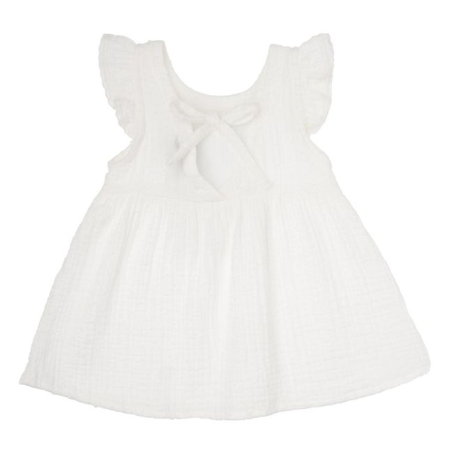 Embroidery Cotton Gauze Dress | Weiß