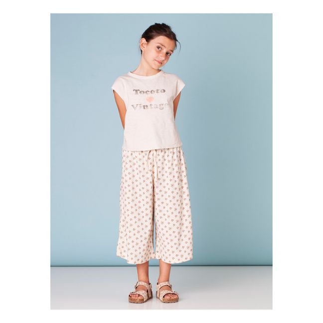 Floral Jersey Culotte Skirt | Ecru