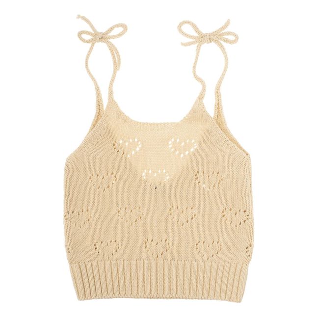 Top en Maille Ajouré Cœurs | Jaune pâle