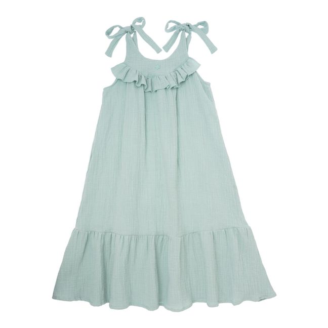 Liso Woven Cotton Fabric Dress | Green water