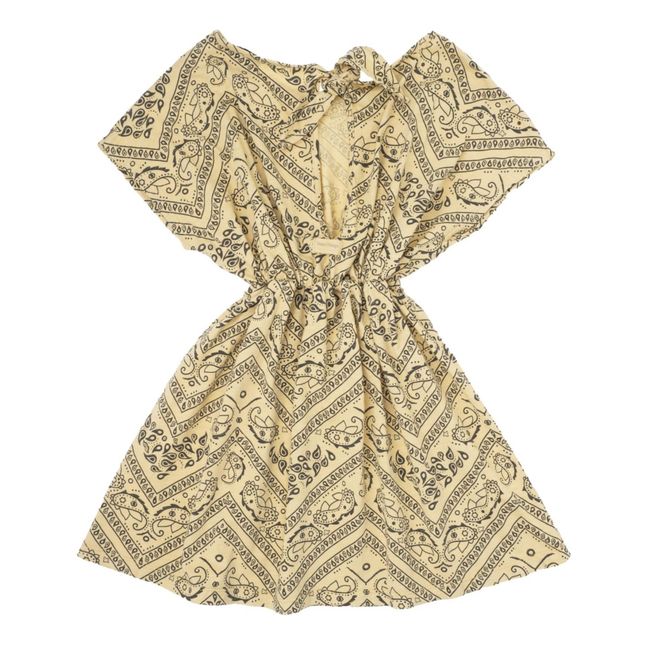 Organic Cotton Bandana Print Dress | Yellow