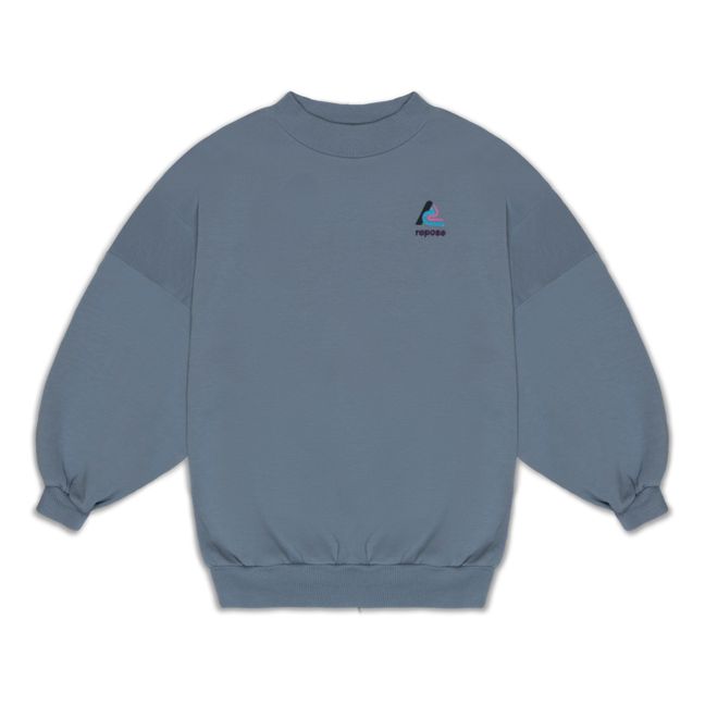 Balloon Sleeve Sweater | Grey blue
