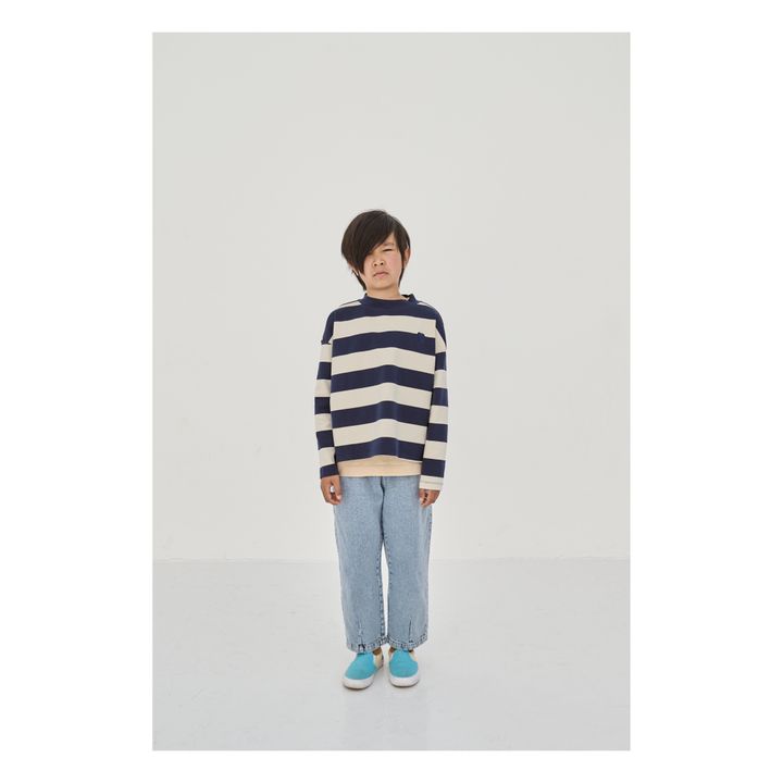 Oversized Striped Sweatshirt | Blu notte- Immagine del prodotto n°3