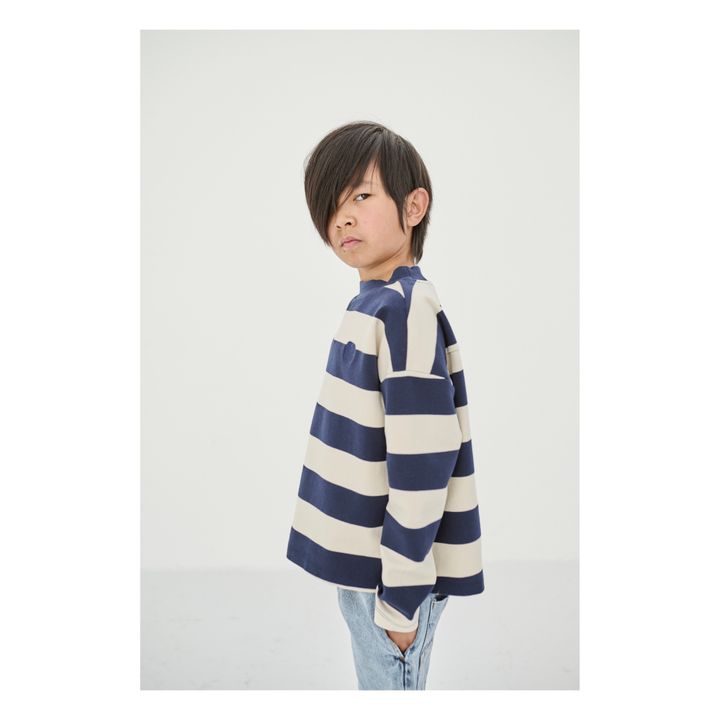 Oversized Striped Sweatshirt | Blu notte- Immagine del prodotto n°4