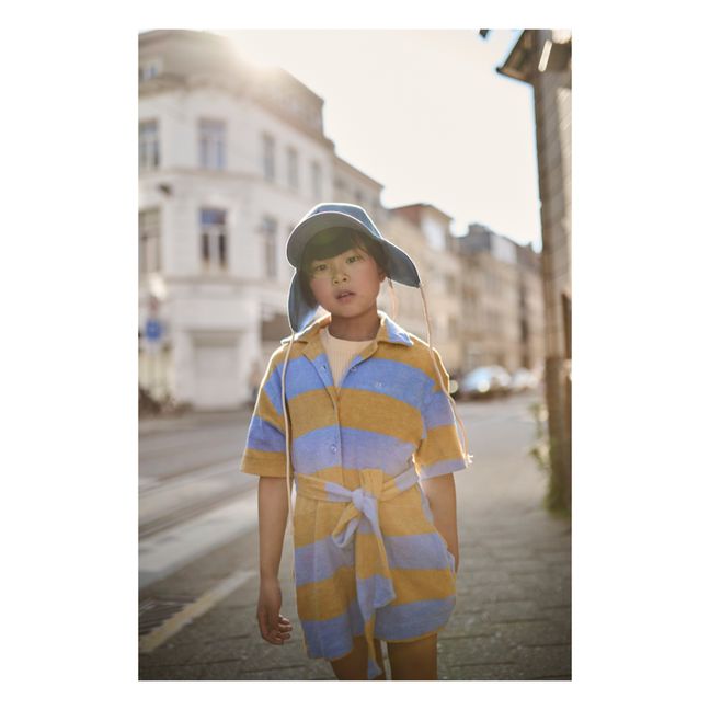 Terry Cloth Striped Playsuit | Blau