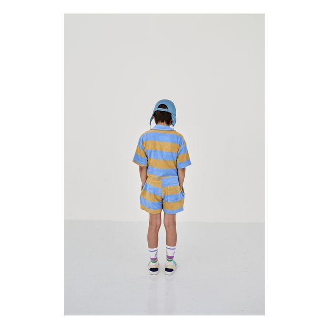 Terry Cloth Striped Playsuit | Blau