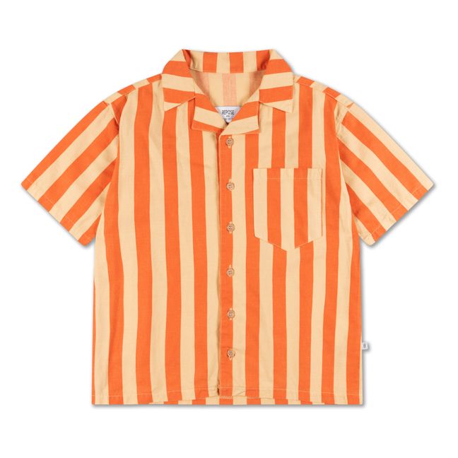 Striped Short-Sleeve Shirt | Orange