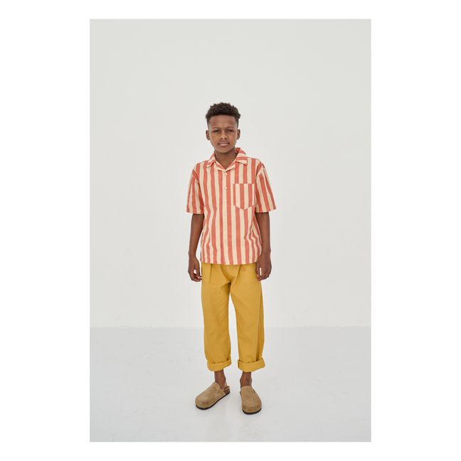 Striped Short-Sleeve Shirt | Orange