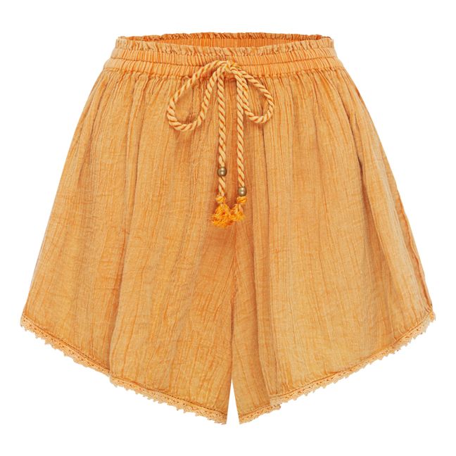 Shorts Phebe aus Baumwollgaze  | Gelb