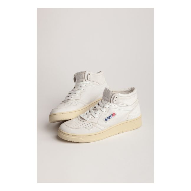 Medalist Mid-Top Goat Leather Sneakers | White