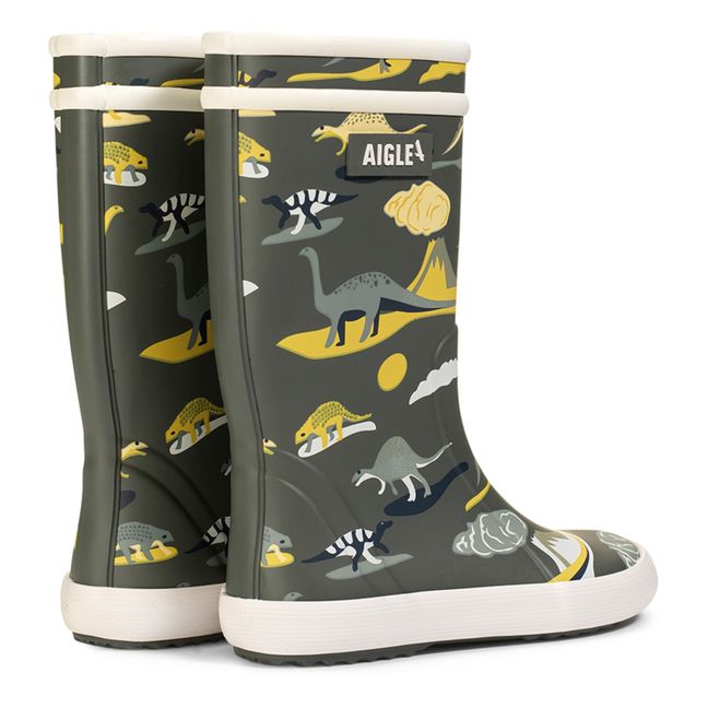 Lolly Pop Dinosaur Rain Boots | Khaki