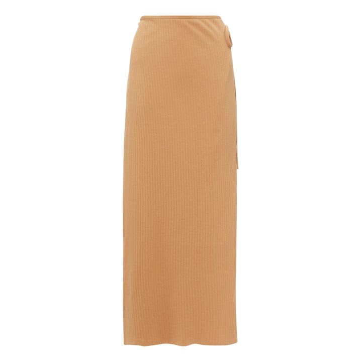 Baserange - Brig Organic Cotton Ribbed Wrap Skirt - Beige | Smallable