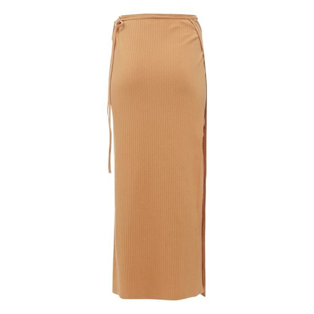 Gonna a portafoglio Brig in cotone organico a costine | Beige