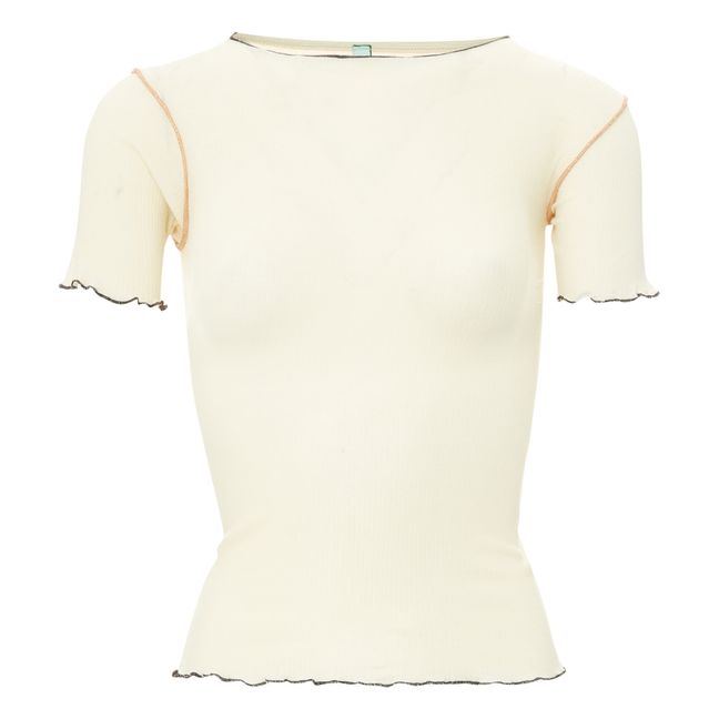Vein Ribbed T-shirt | White